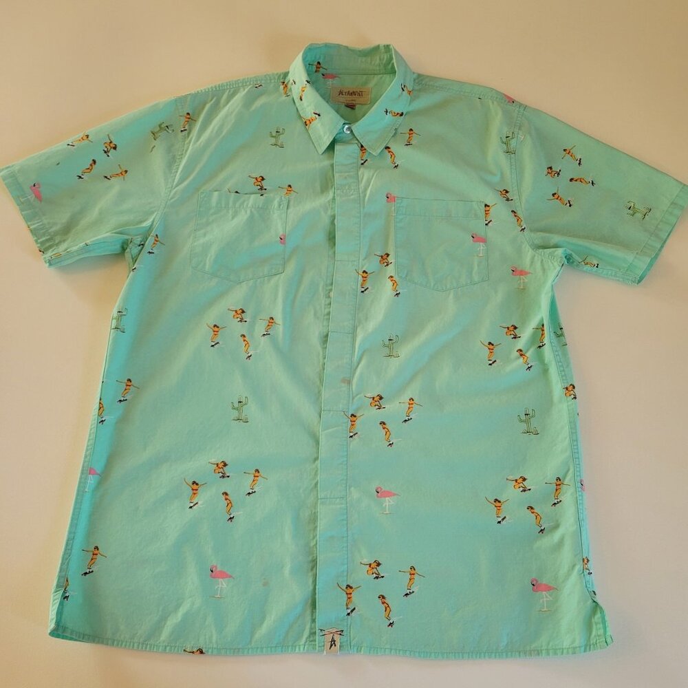 Altamont Skatebirds Bikini Girl Skater Short Sleeve Button Down Cactus XL